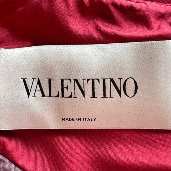 VALENTINO RED & GREEN SCALLOP EDGE WOOL DRESS - Picture 3 of 4